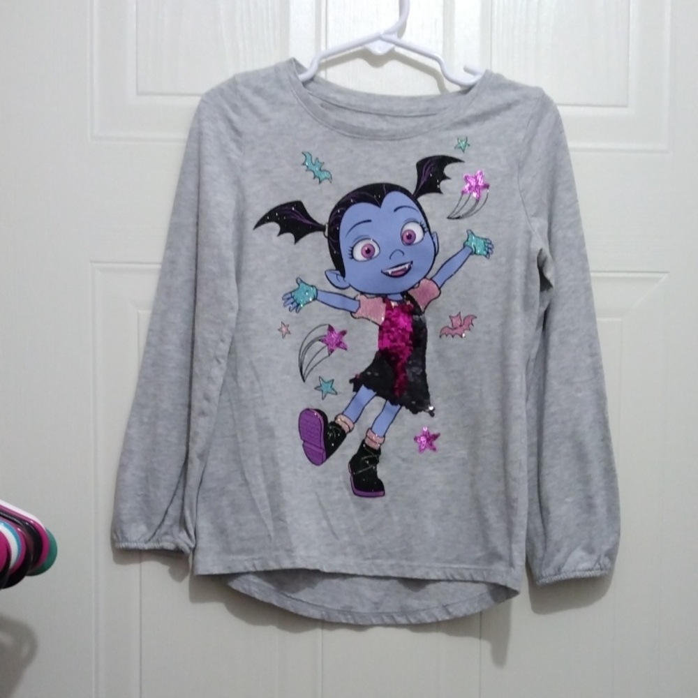 Disney Gray Long Sleeve Tee with Cartoon Character